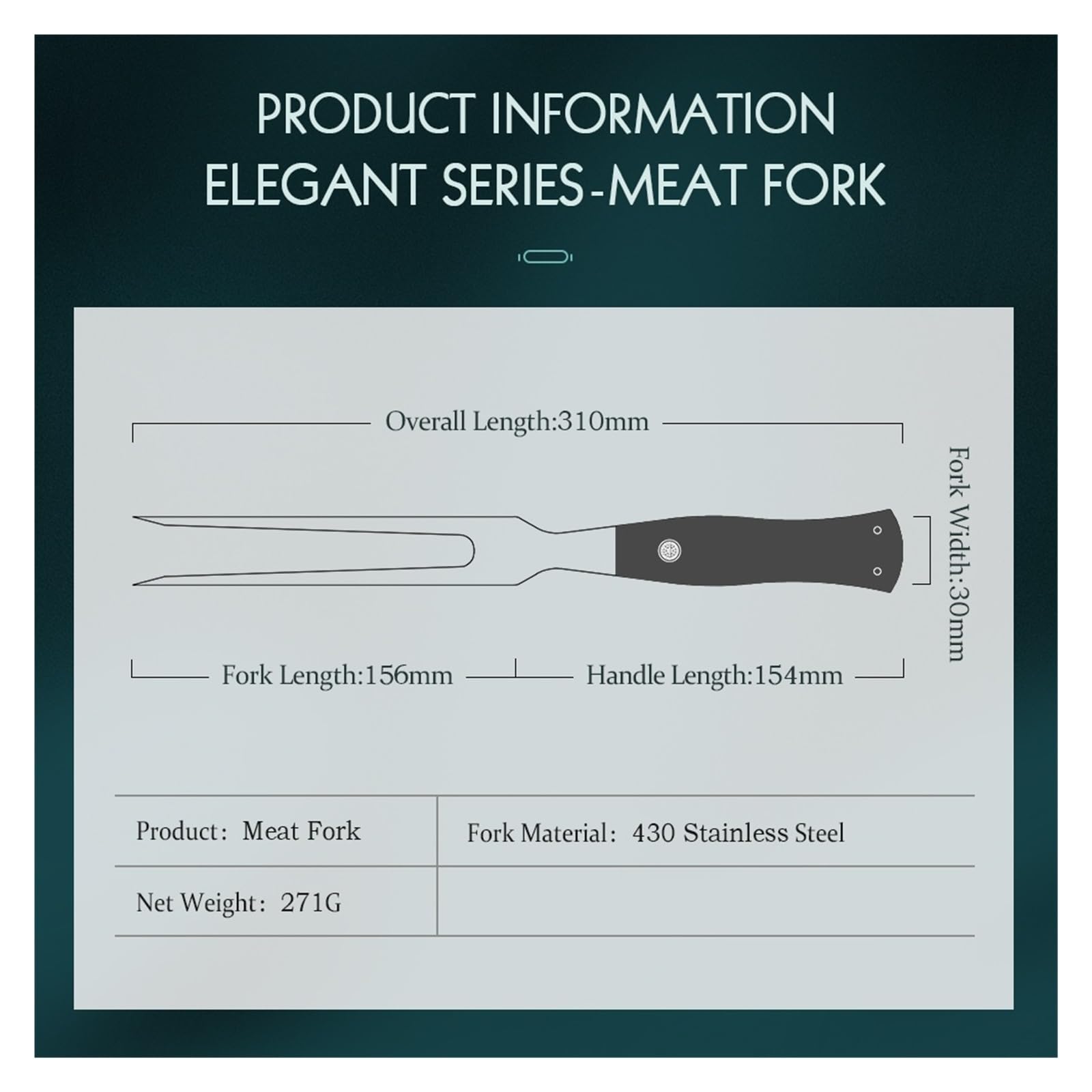 Fourchette à viande, compatible avec HEZHEN, Elegant Series, acier 340