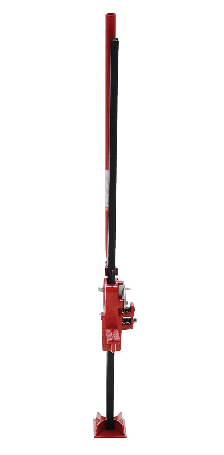 Vestil HDFJ-48 Cast Iron Heavy Duty Ratchet Farm Jack 42 in. Raised Height 7,000 Lb. Capacity Red