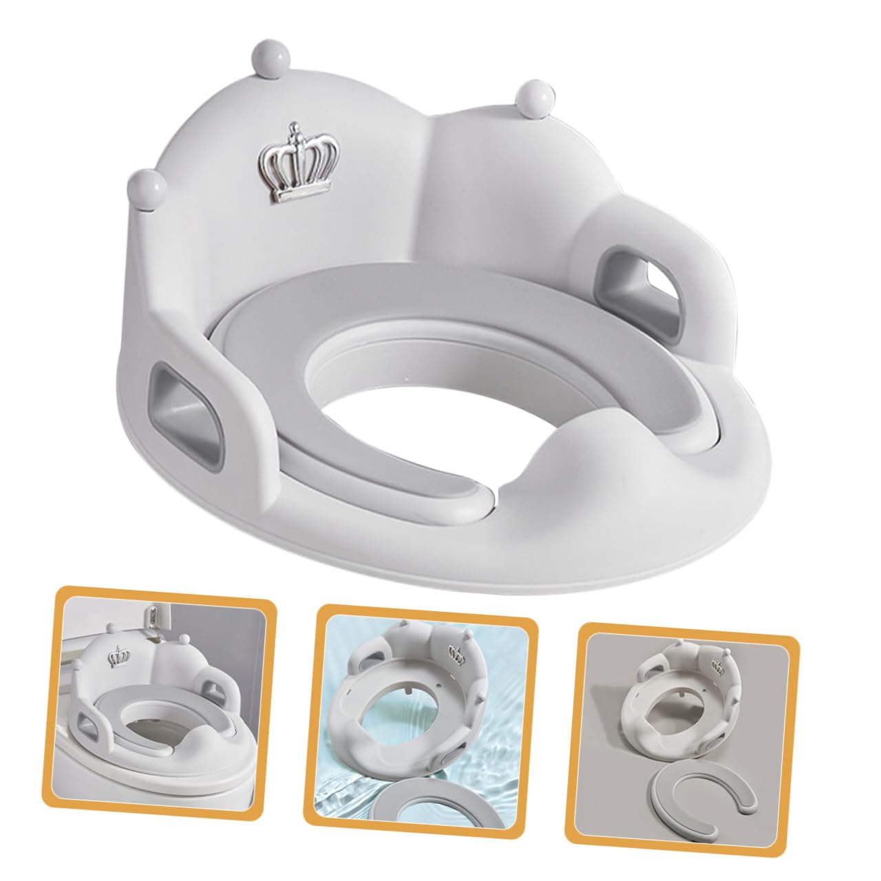 Vaguelly Asiento de Inodoro para Grandes, Antideslizante, Cojín Acolchado, Color Gris, para Entrenamiento en Casa, para Niñas, Cómodo Asiento de Entrenamiento para Ir al Baño
