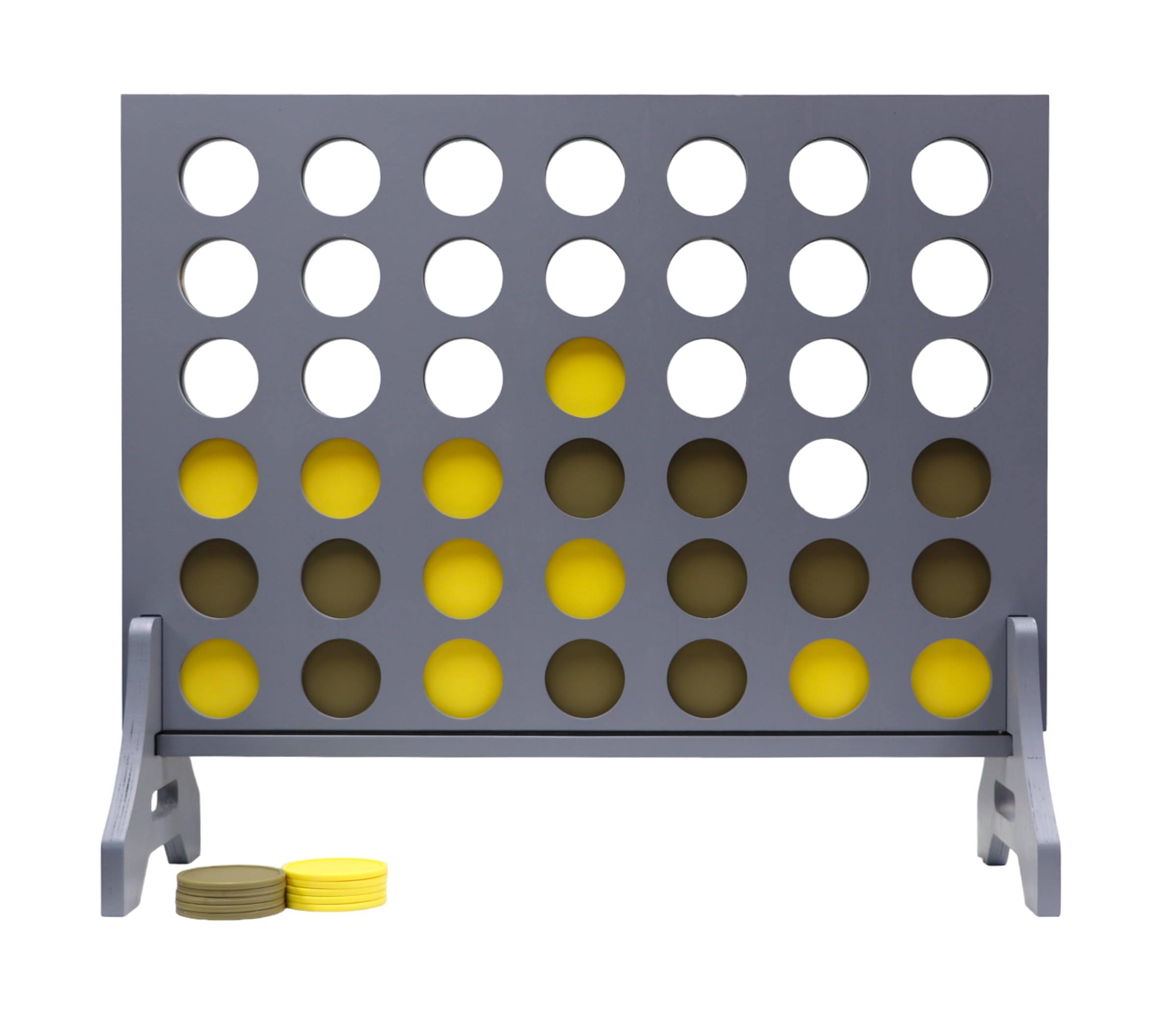 Giant 4 in a Row Game for Family &amp; Adults – Tailgating Pros Jumbo Grey Wooden Four in a Row Indoor &amp; Outdoor Yard Game for Family Party Fun, Portable Activities for Patio, Backyard, and Camping