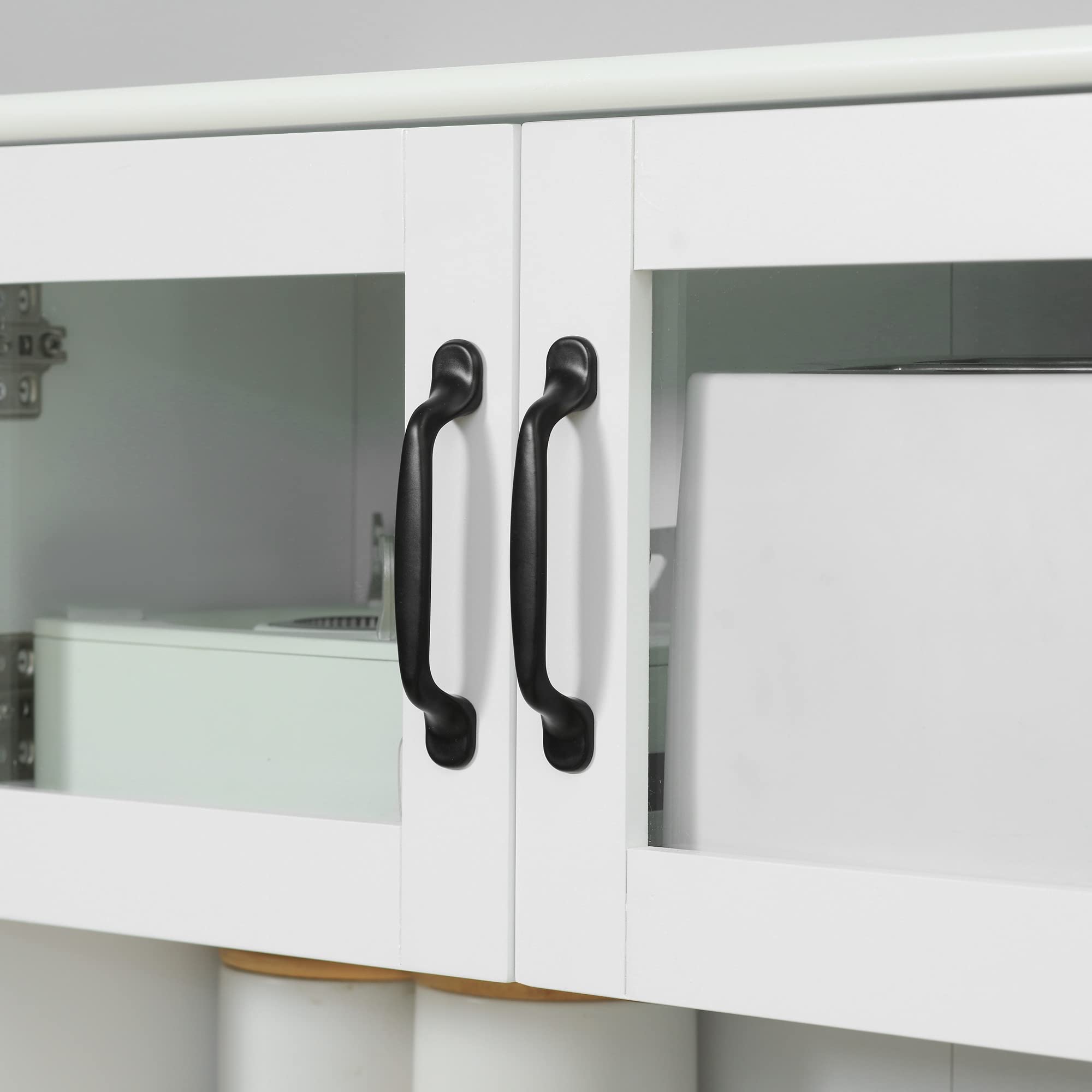 HOMCOM Alacena de Cocina Mueble Buffet de Cocina con 4 Puertas Cajón y Estantes Ajustables para Salón Comedor Estilo Moderno 60x38x161 cm Blanco
