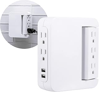 GE Pro Side-Access Swivel Surge Protector, 5-Outlet Extender