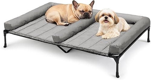 Miniatura 13 de Veehoo Camas elevadas refrescantes para perros + cojín doble impermeable para dos perros medianos, cuna elevada para mascotas con tapete de apoyo