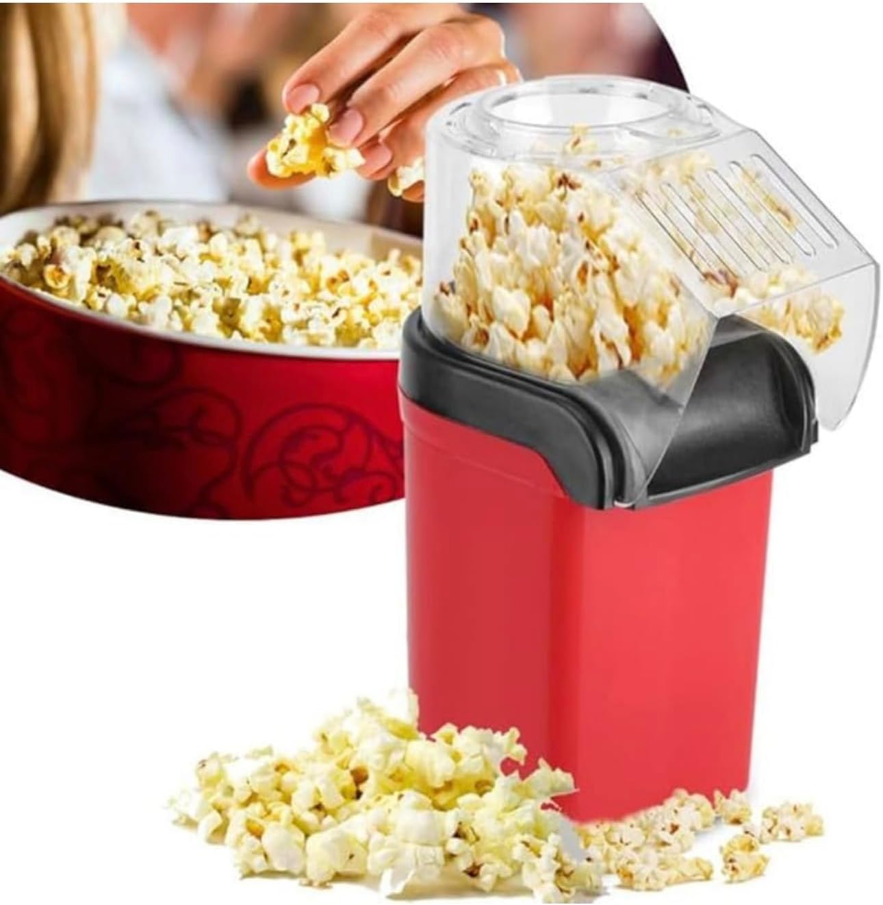 PREMIUM 15 YEARS WARRANTY Hot Air Popper, Electric Popcorn Maker Machine with 1200W, No oil needed, Healthy and Delicious Snack for Kids, Adults.Great for Holding Parties