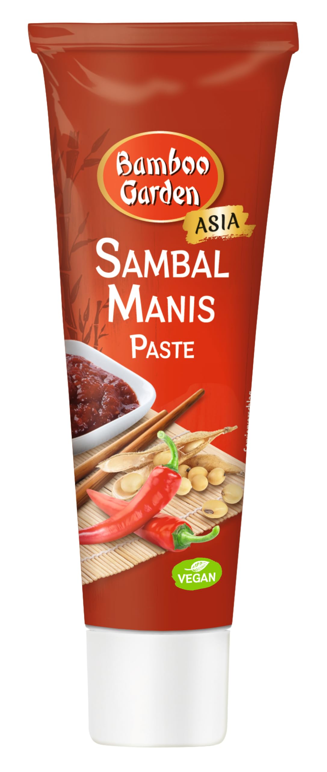 Bamboo Garden - Sambal Manis Würzpaste | Feurige Schärfe für asiatische Gerichte | Ideal zum Wiederverwenden | Vegan | 45 g in der Tube