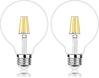 2PCS G125 Globe LED Light Bulbs 8w Equivalent 60 watt,E26 Large Decorative Edison Light Bulb Oversized,Big Fancy Glass Lightbulbs 2700k Warm Light for Sputnik Chandelier (Warm Light, 2PCS)
