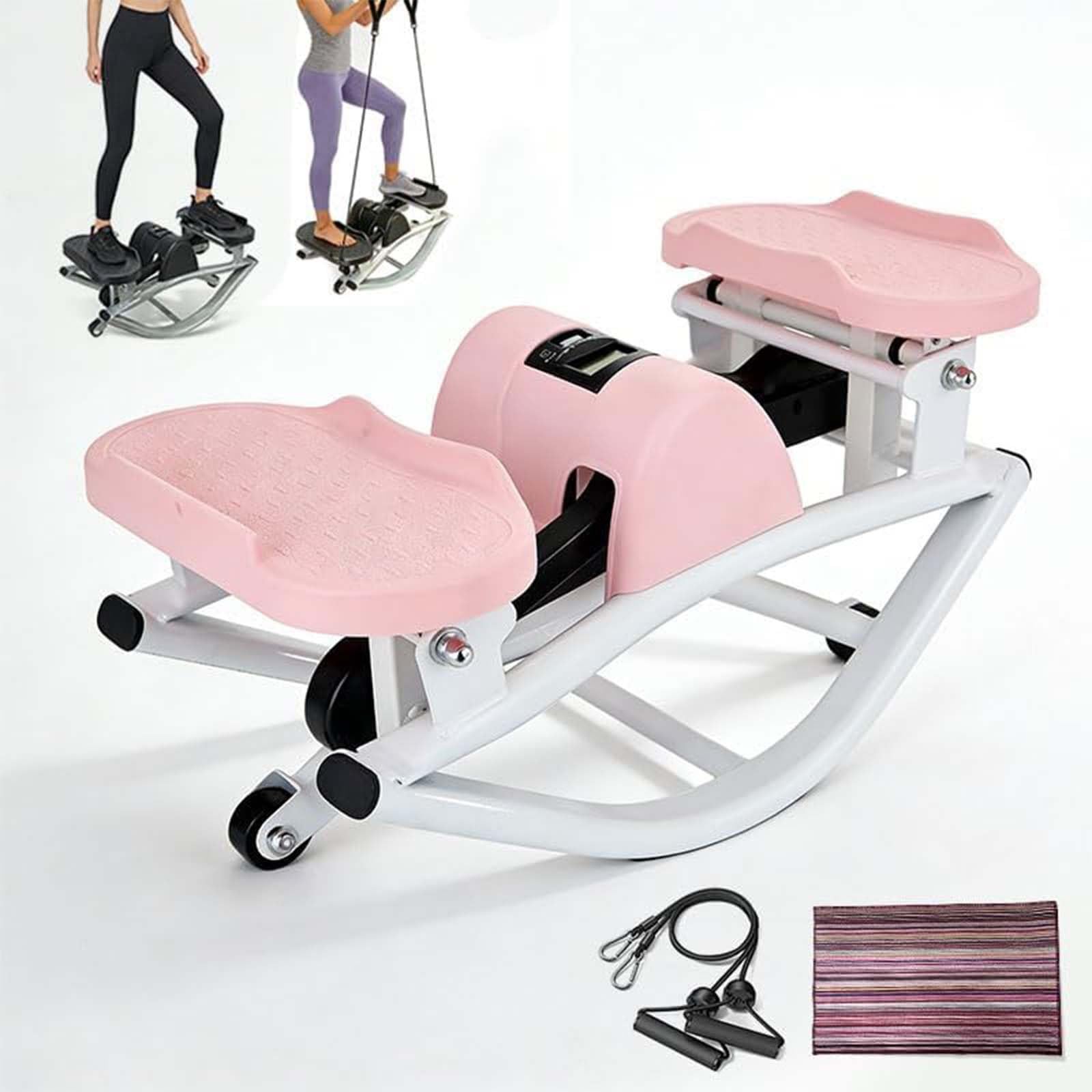 Stepper De Balanceo Lateral Cardio Stepper, Máquina para Quemar Grasa con Pantalla Digital, Incluye Tapete Antideslizante Y Cuerda De Resistencia, Soporta 120 Kg (264 LB)
