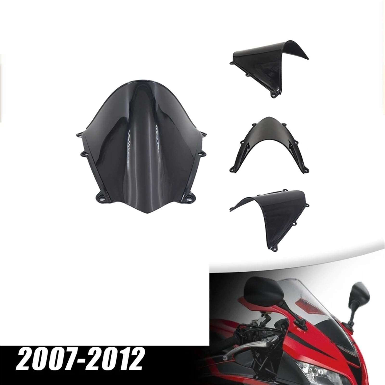 Motocicleta Deflector de Viento para CBR600RR F5 2007 2008 2009 2010 2011 2012 Protector de Parabrisas Deflector de Pantalla Protector de alerón Parabrisas para Moto