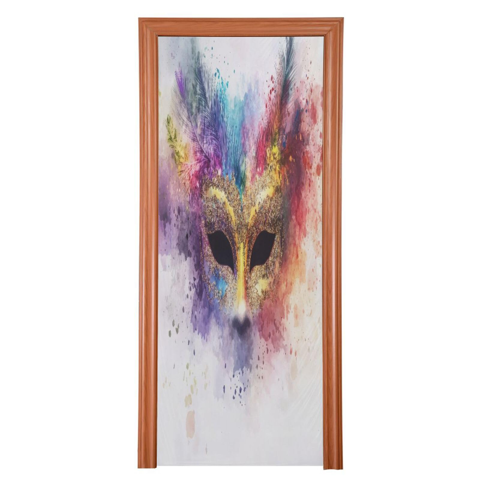 FLildon Masquerade Mask Golden Mardi Gras Door Cover Decoration, Party Accessory Porch Decor for Festive Ornament Room Door Covers 36 x 98 Inch