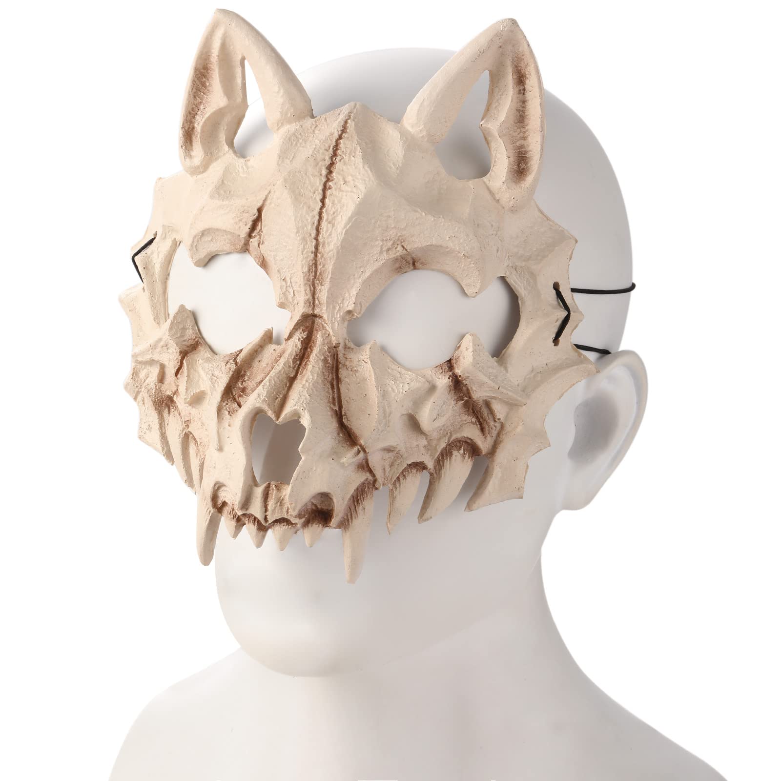 UNOLIGA Máscara de Esqueleto de Halloween, Hombre Lobo de Espuma PU, Calavera Animal para Adulto y Niño, Carnaval, Japonesa de Terror