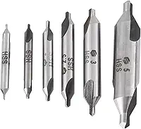 Conjunto de brocas centrais HSS, 6 peças, 1,5, 2,5, 3,5 mm, 60 graus, corte preciso afiado, para perfuração de metal