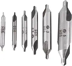 Conjunto de brocas centrais HSS, 6 peças, 1,5, 2,5, 3,5 mm, 60 graus, corte preciso afiado, para perfuração de metal