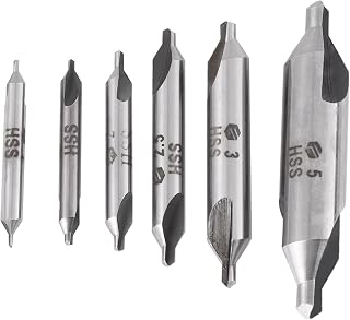 6pcs 1,1.5,2,2.5,3,5mm 60 Degree HSS Center Drill Bits Set, Sharp Precision Cutting, for Metal Drilling