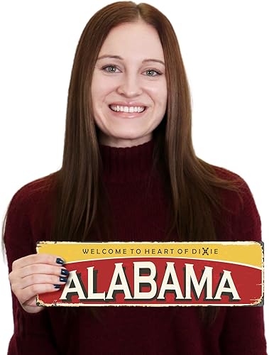Miniatura 2 de SmartSign Letrero de Metal Vintage del Estado de Alabama de 4 x 14 pulgadas "Welcome To Heart Of Dixie", Aluminio Antioxidante de 40 mil