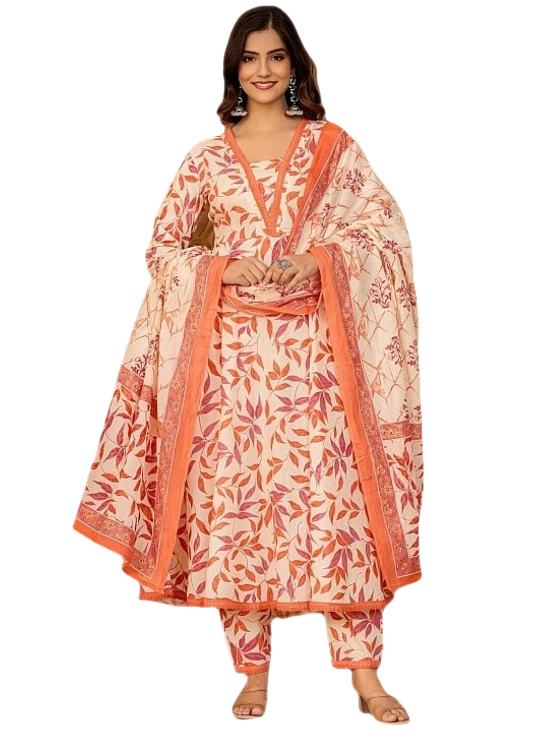 Women's Printed Rayon Anarkali Kurta & Pant With Dupatta Set-image-11