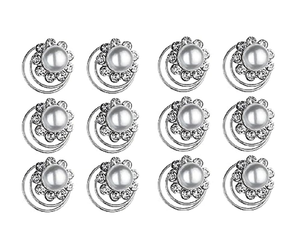 Nyamah Sales 12pcs Spiral Hair Pins Clips Mini Rhinestone Swirl Hair Twists Coils Hair Jewelry for Braids Bridal Wedding Decorations Twister Hair Studs Set