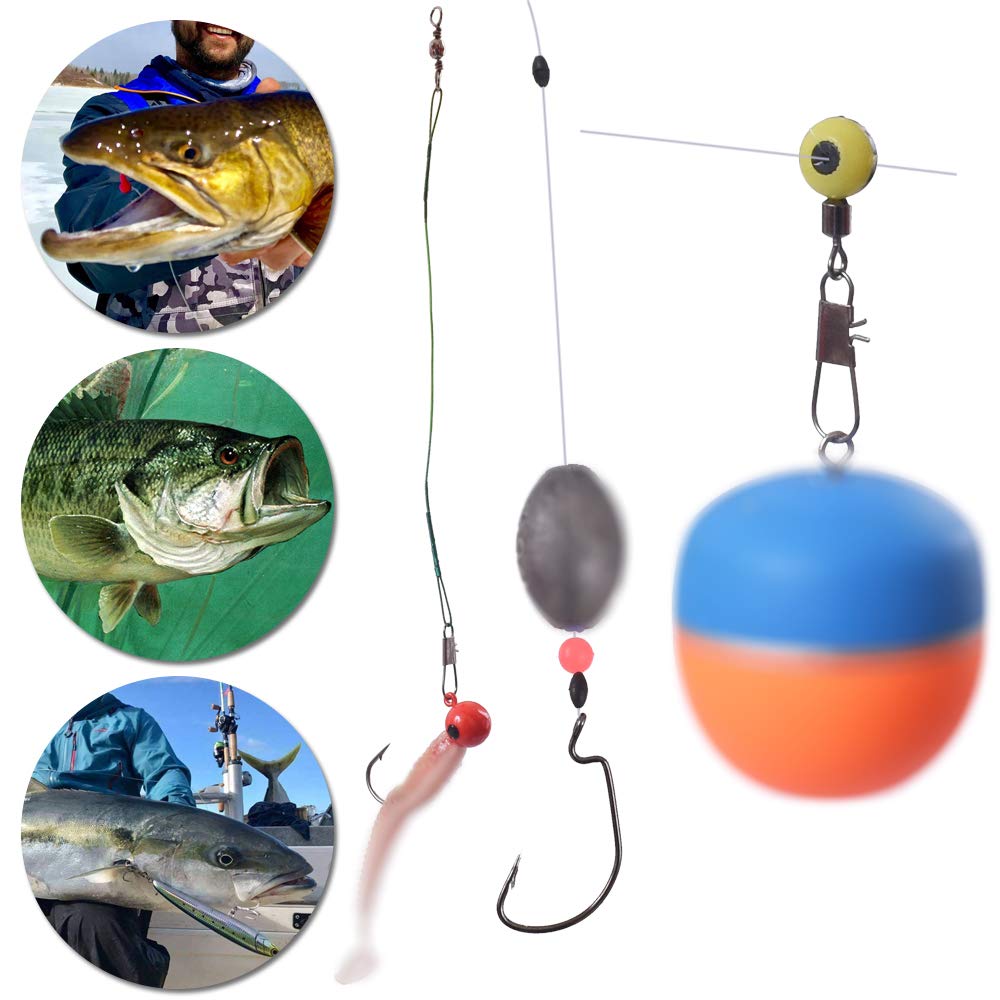 Kit de pesca 188 piezas accesorios anzuelos giros enganches plomada caja aparejos portátil