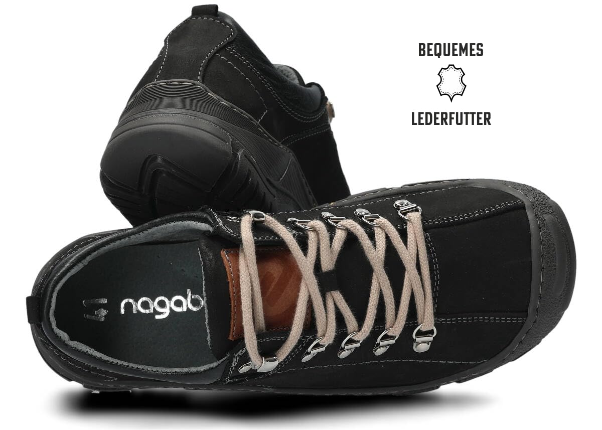 nagaba - Chaussures de randonnée - Cuir véritable, avec lacets avec semelle antidérapante