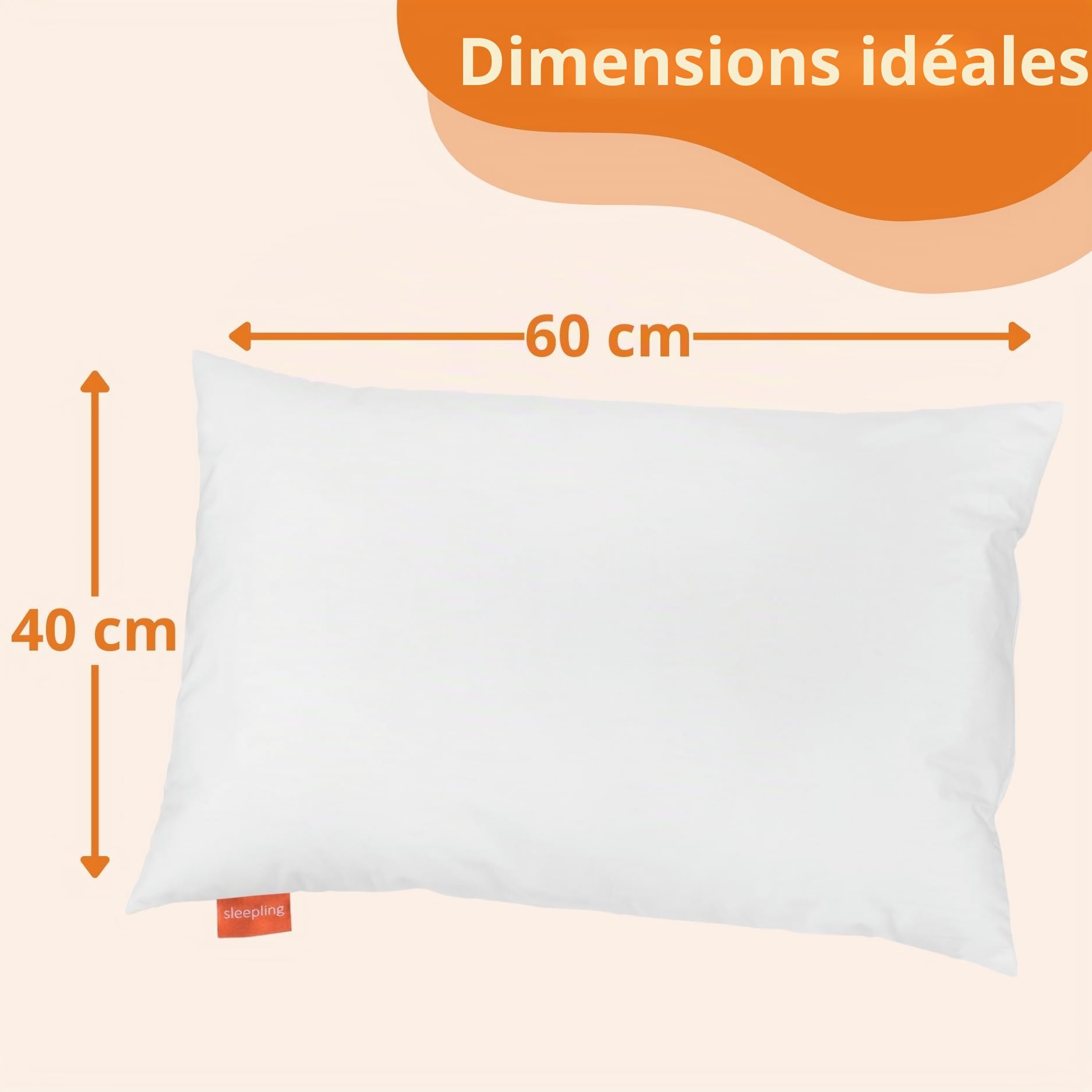 sleepling 197392 Oreiller pour enfant, 90 % duvet / 10 % plumes, 100 % coton, Fabriqué en UE, Lavable à 60 °C, Ökotex 100, 40 x 60 cm, blanc