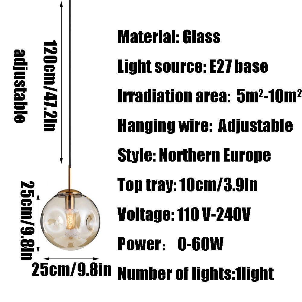 Nowoczesna lampa wisząca w prostym stylu z głowicą, lampa sufitowa z cokołem E27, szkło osobiste, lampa oświetleniowa do dekoracji sypialni, kuchni, restauracji