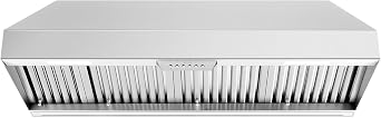 Akicon 48 Inch Range Hood Insert With Heater Sensor, 1200 CFM Ultra-Quiet Stainless Steel Ducted Vent Hood Insert with 4 Speed Fan, Dimmable LED Lights and Dishwasher Safe Filters