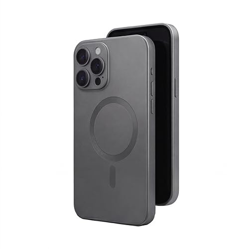 amazon basics Premium Mag-Safe Case for iPhone 13 Pro Max | Shockproof & Anti-Scratch Cover | Soft Silicone with Wireless Charging | Camera Lens Guard - Gray