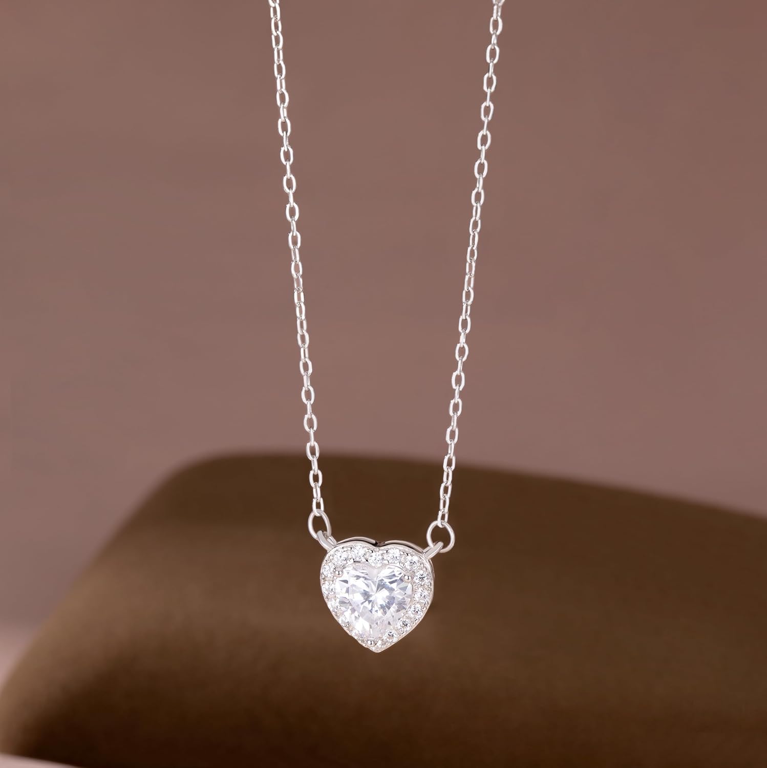 SLUYNZ 925 Sterling Silver CZ Love Choker Necklace for Women Teens Sweet Heart Pendant Necklace for Her Birthday Anniversary - Image 2