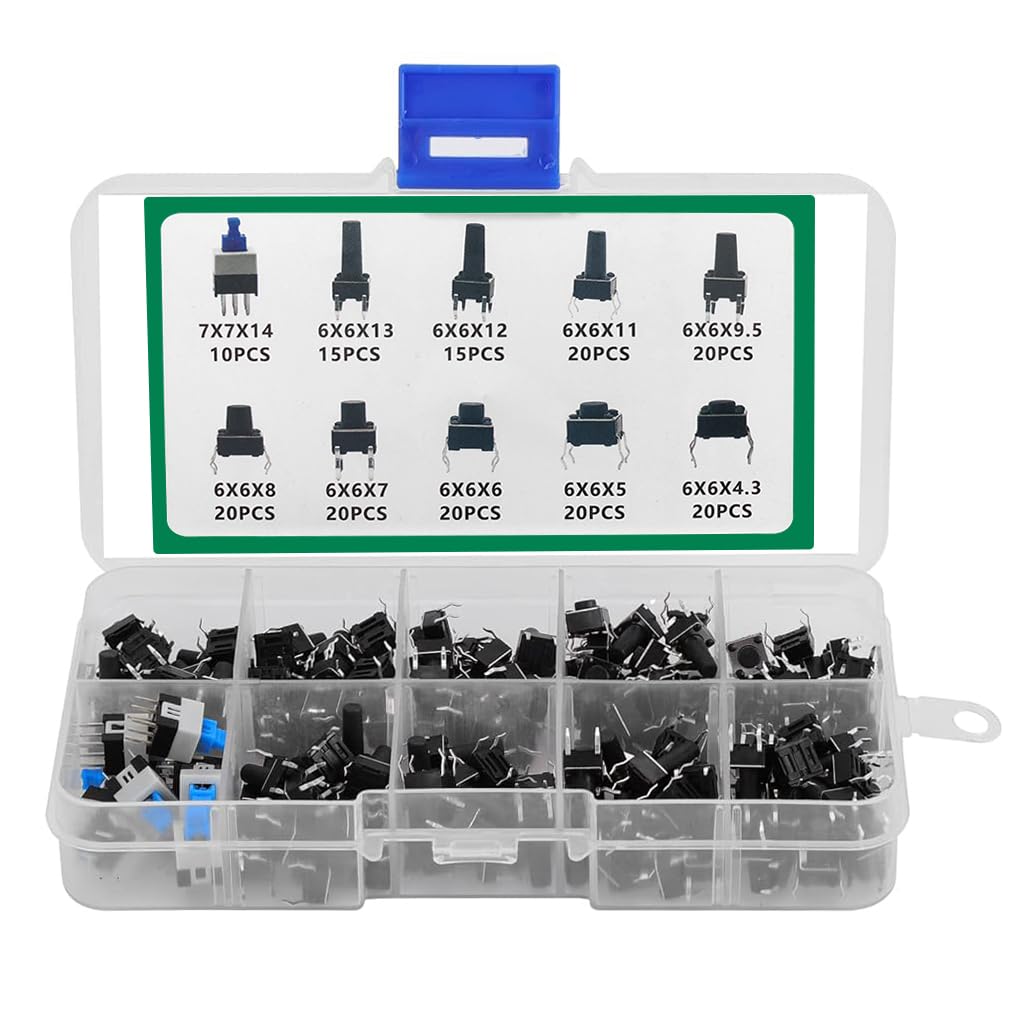 Serplex® 180Pcs Tactile Push Button Switch Tact Switch Kit 10 Types 6 x 6mm Momentary Tact Button Switches Assortment Kit for Breadboard PCB Electronic Circuit Board (B0CL8RLHV6) Amazon Price History, Amazon Price Tracker