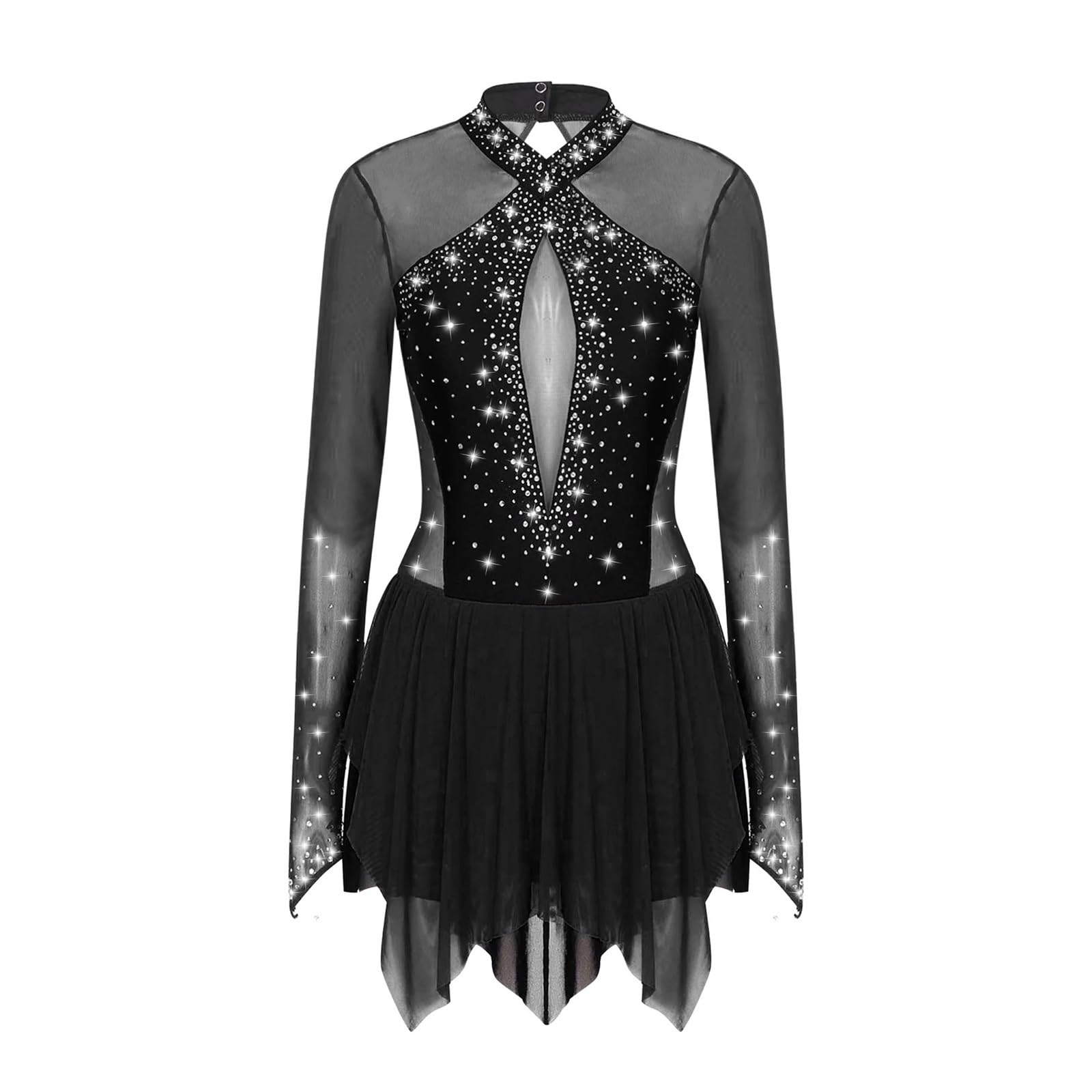 ranrann Damesjurk, liturgische dans, metallic, glanzend, lange mouwen