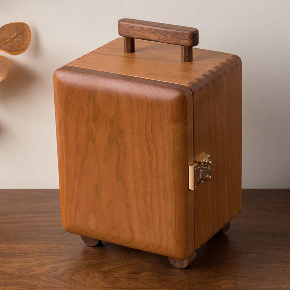 Lshtshf-ou Jewelry Storage Box Suitcase Necklace Ring Jewelry Box Wedding Gift Can Store Necklaces Earrings Rings(Light walnut)
