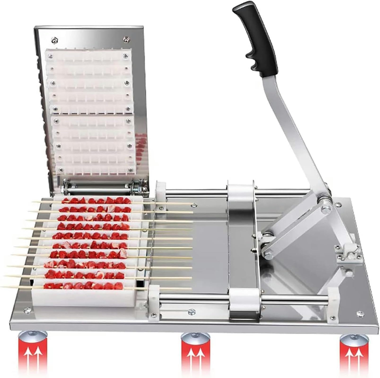 Spiedini per carne e barbecue, 10 fori, in acciaio inox, per spiedini di carne, kit per grigliare, facile da usare, per cucina, barbecue, negozio, picnic