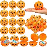 Lallisa 120 Pcs Halloween Pumpkin Containers Plastic Storage Box Case Bulk, Mini Pumpkin Egg Candy Gift Bucket for Halloween Trick Treat Decoration Party Supplies(Orange)