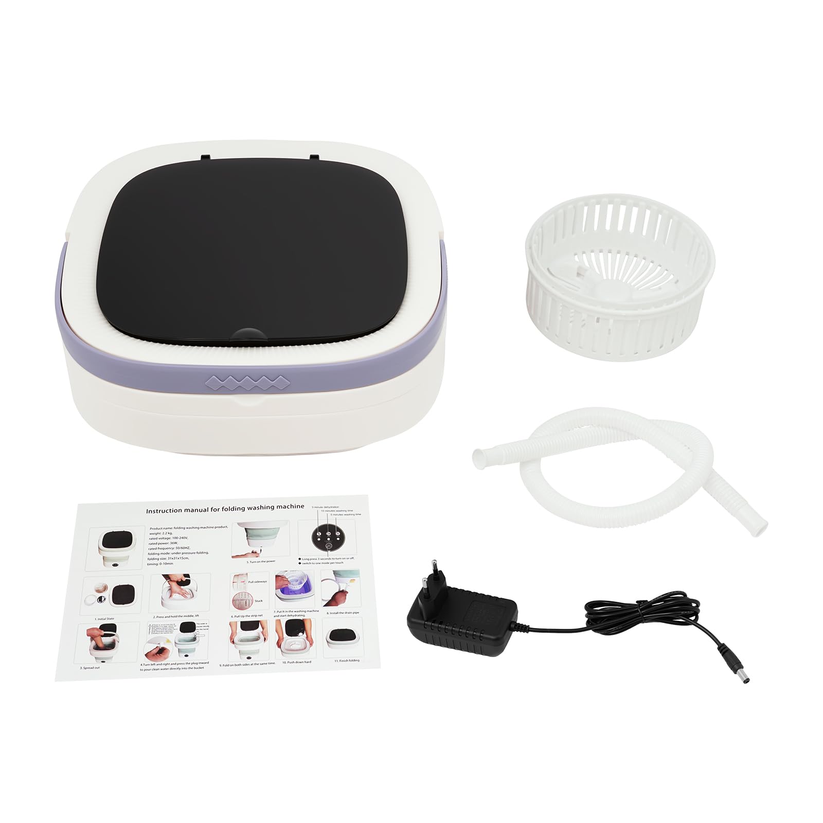 Mini Waschmaschine 12L Faltbare Reisewaschmaschine mit Schleuder für Wohnungen Wohnheime Camping Lila