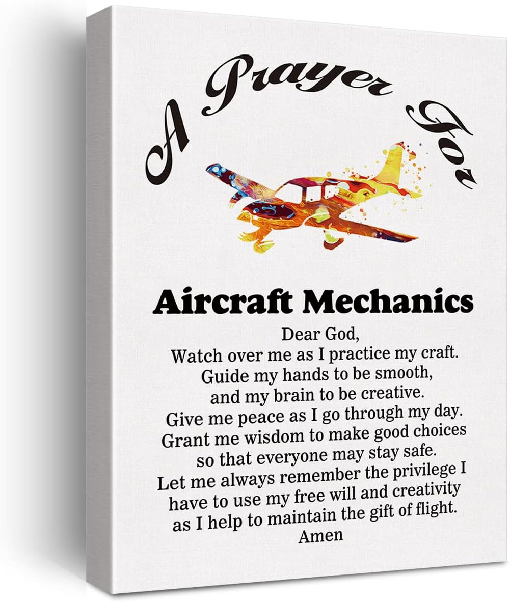 LEXSIVO a Aviation Mechanic’s Prayer Canvas Home Wall Art Decor Aviation Mechanics Gift Painting 11.5×15 Aviation Professionals Poster Framed Ready to Hang