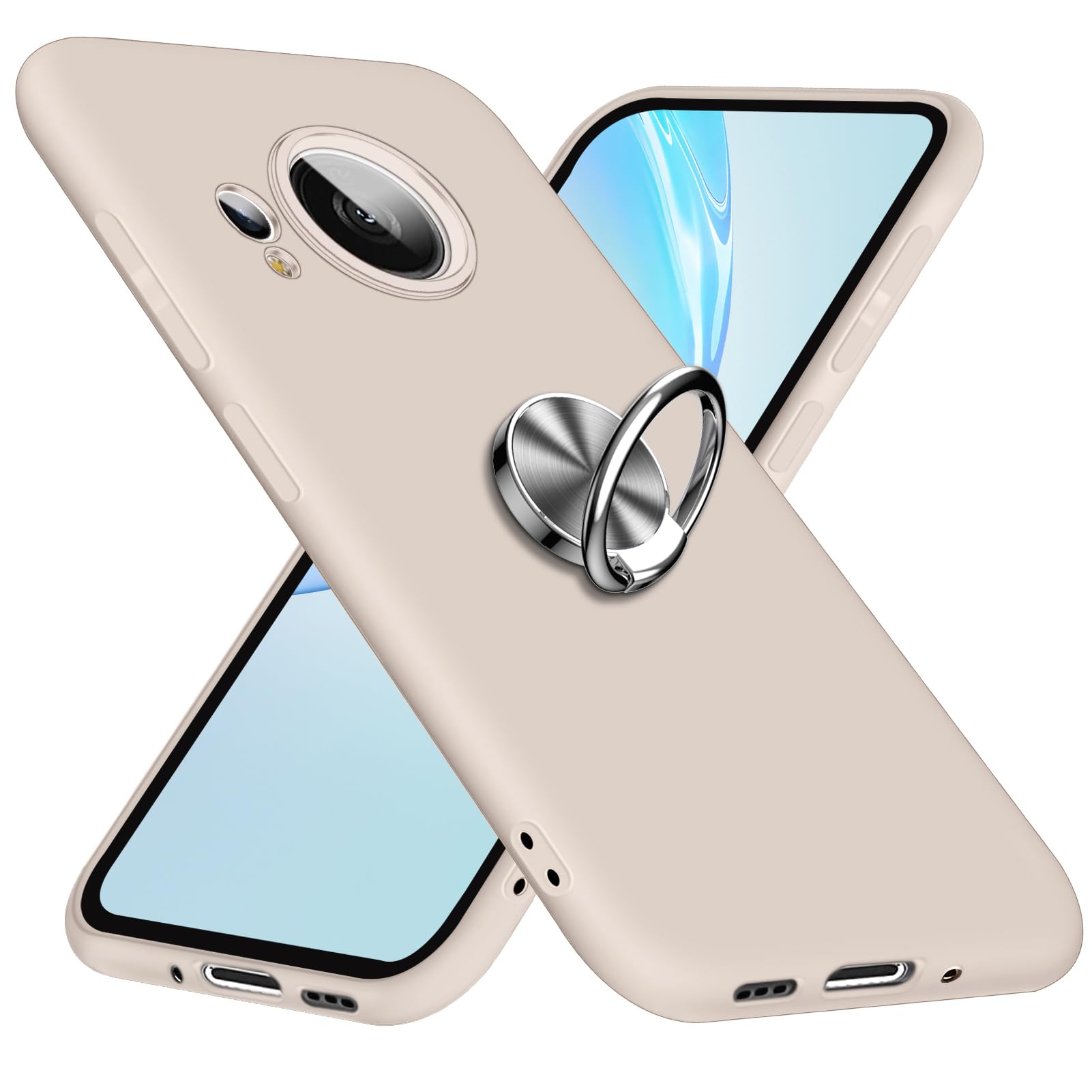 AQUOS Sense7 Plus 用 ケース リング付き A208SH 用 ケース シリコン保護ケース 磨り表面 スマホケース tpu スリム 薄型 ストラップホール付き 一体型 指紋防止 軽量 人気 アクオス センス7 Plus 用 携帯カバー 白 W-PYZH-04-38-CP