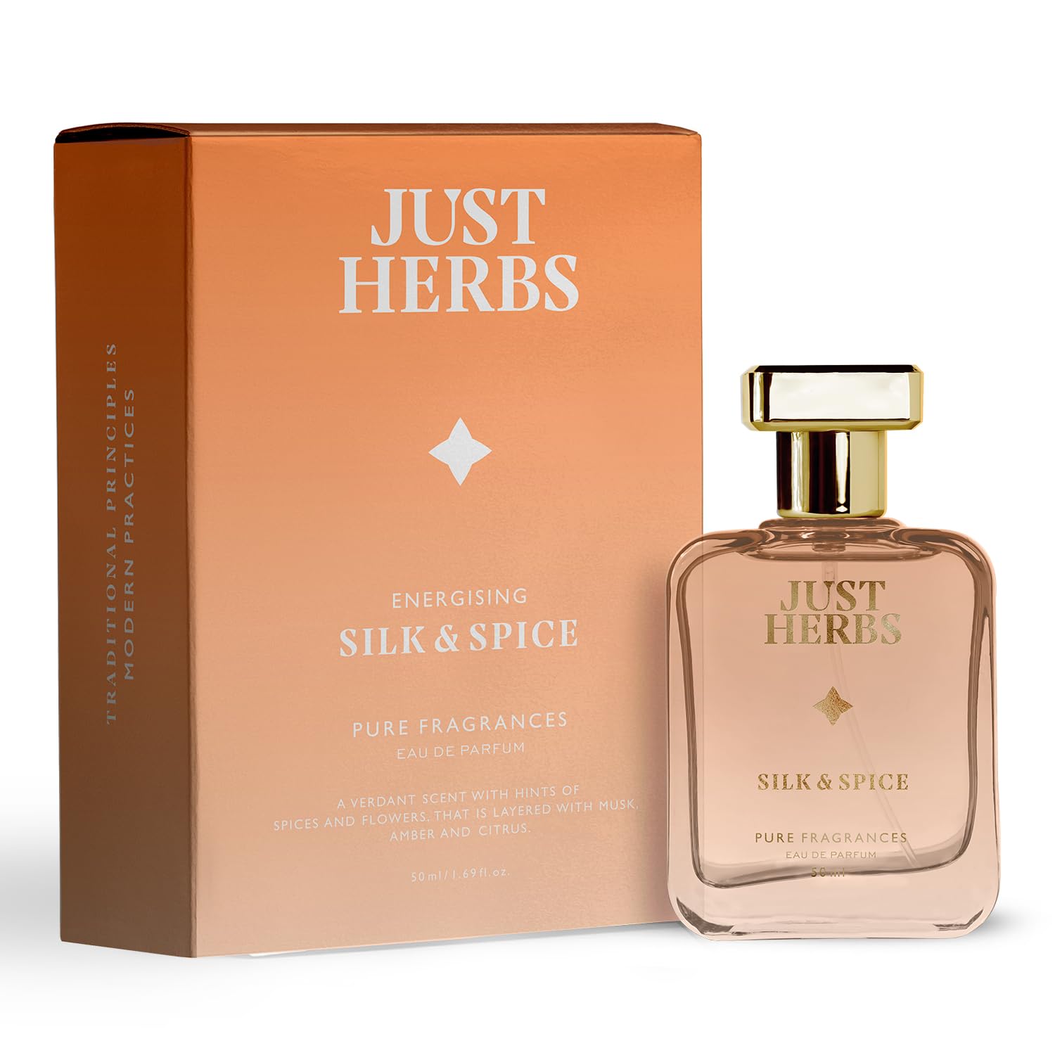 Just Herbs Energising Silk & Spice Perfume for Men 50 ml | Long Lasting Mens Body Spray Pure Fragrance Eau Da Parfum - 50 ml