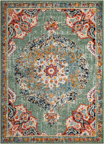 Rugs.com Madeline Collection Rug – 5x7 Green Medium-Pile Rug Perfect
