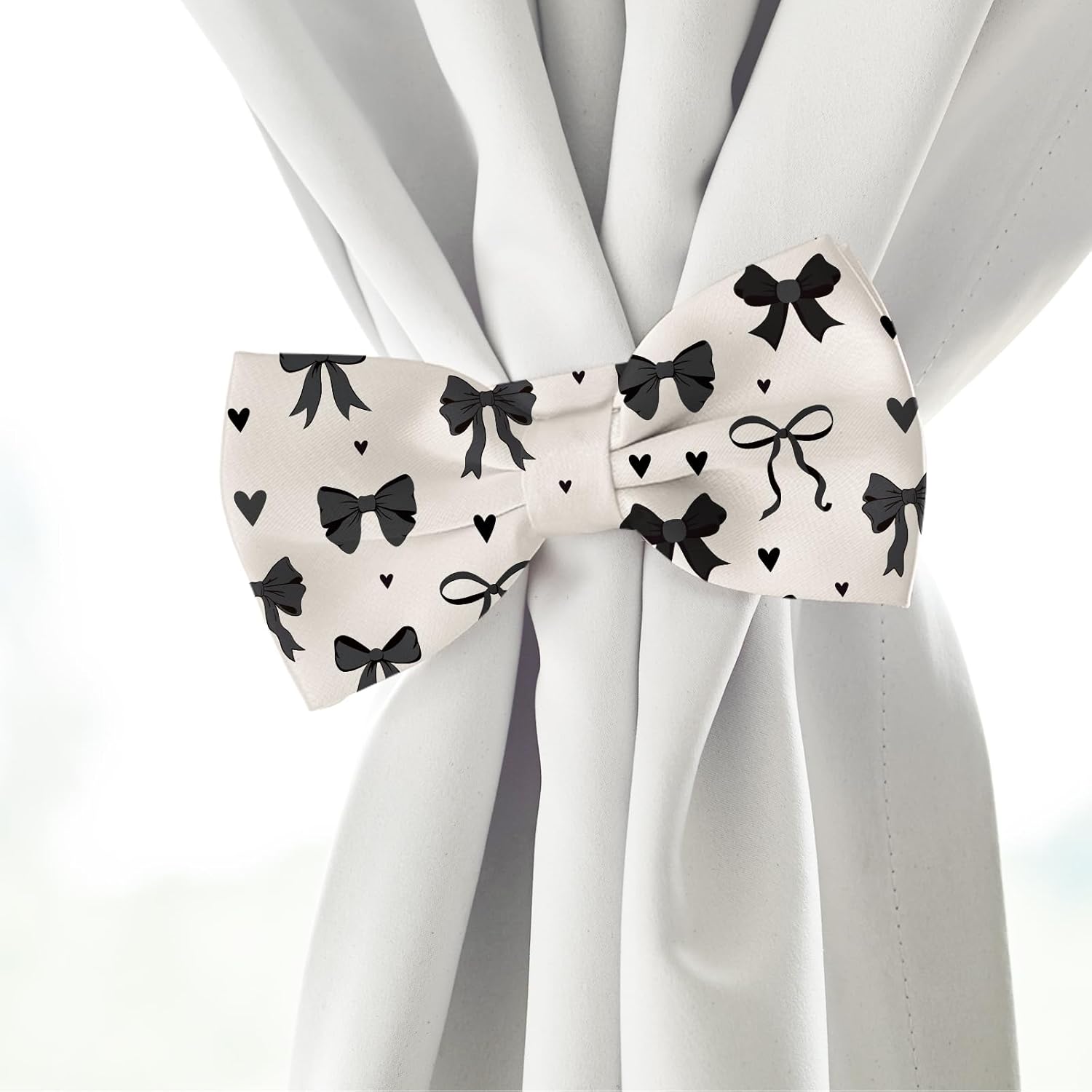 JarThenaAMCS 12Pcs Bow Cotton Fabric Bundles 18 x 22 Inch Plaid Dot Stripe Heart Bow Fat Quarters Black Milky White Sewing Fabrics for Halloween DIY Craft Party Decor