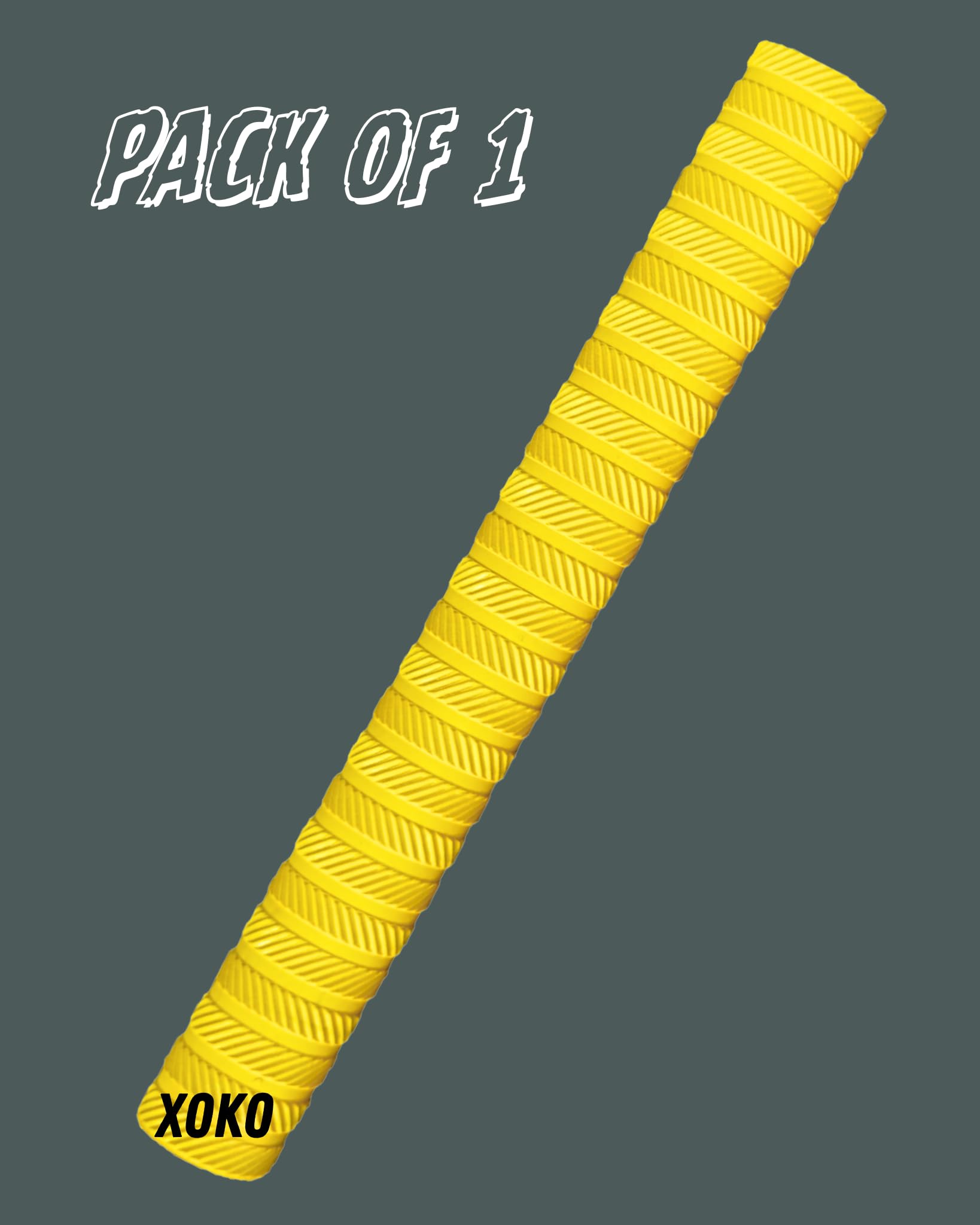 xoko Premium Plain Cricket Bat Grip | Ultra Tacky Rubber Handle Grip for Superior Bat Control β Pack of 1 (Yellow) 1