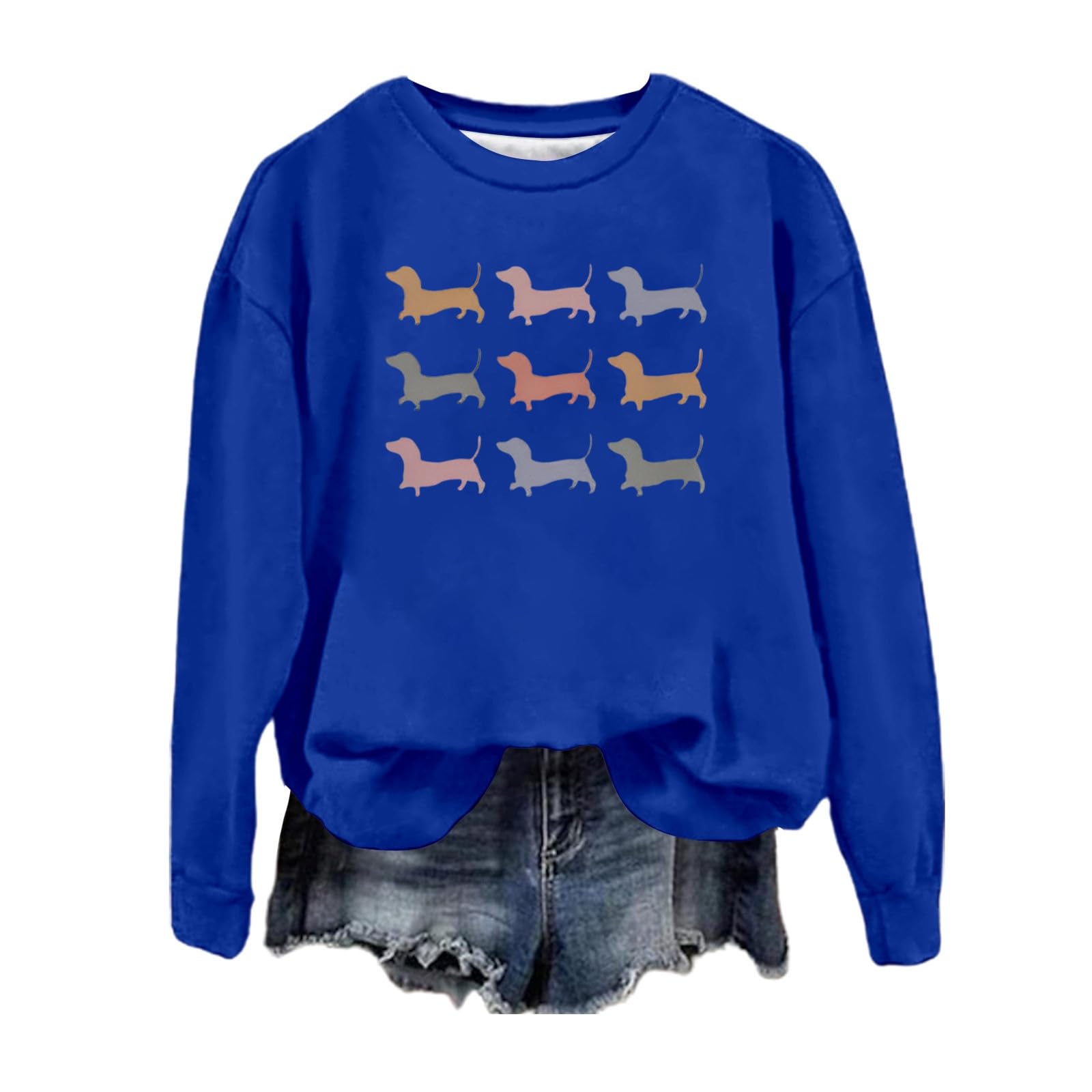 Sweatshirt bleu imprimé pour femme en taille XXL pour l'automne - 2