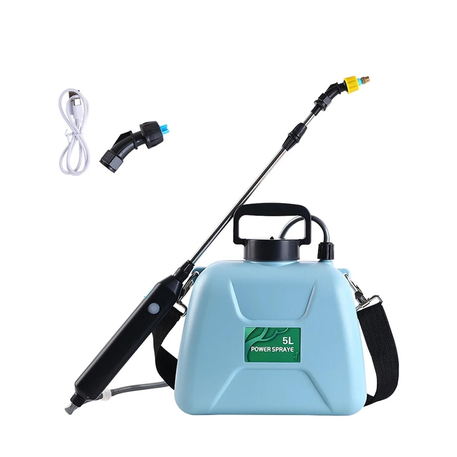 Pulverizador eléctrico automático de 5L, pulverizador de Plantas de jardín, pulverizador de aspersor Recargable de Mano, regadera con Hombros de atomización Multiusos, fácil de operar(Blue 5L)