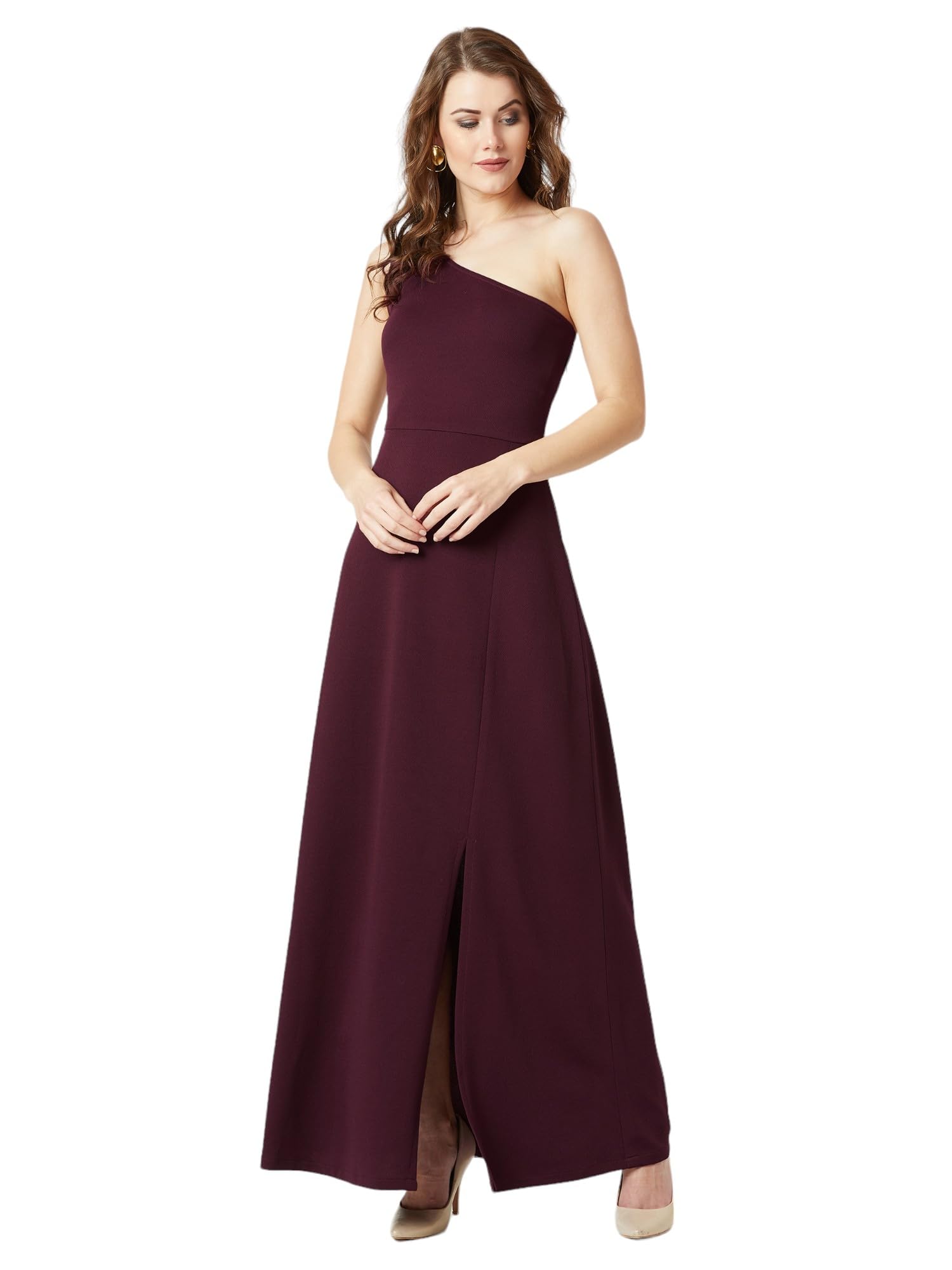 Miss Chase Women's Solid Maxi Dress (Plus Size) (Mcaw18D12-46-374-06, Sangria Wine, Xl)