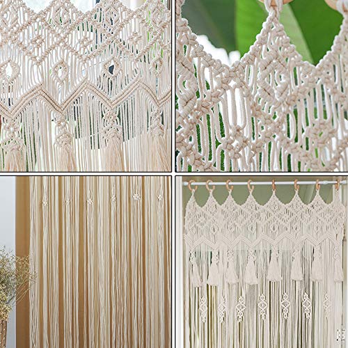 Oriental riverkit Macrame Wandbehang Tapisserie, Boho Macrame Vorhänge Fenstervorhang Türvorhänge, Baumwolle Gewebt Wand Dekoration, Für Wohnzimmer Schlafzimmer Hochzeitsfeier (85 * 200cm)