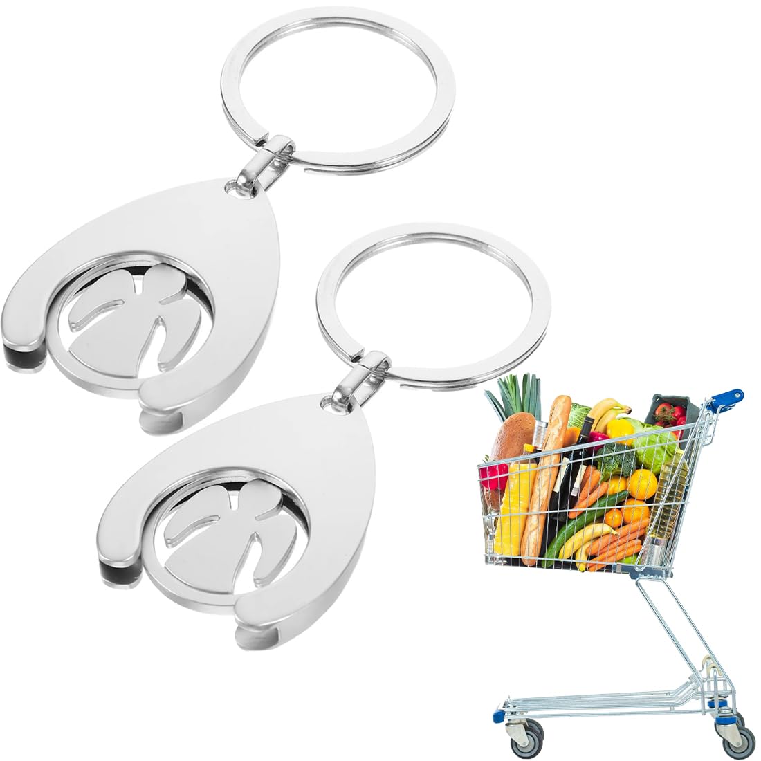 ACIELANNA Portachiavi ali di Angelo con Gettone Carrello Spesa, 2 Pezzi Moneta Carrello Spesa, Sblocco Carrello Spesa per Supermercato Carrelli(Wings