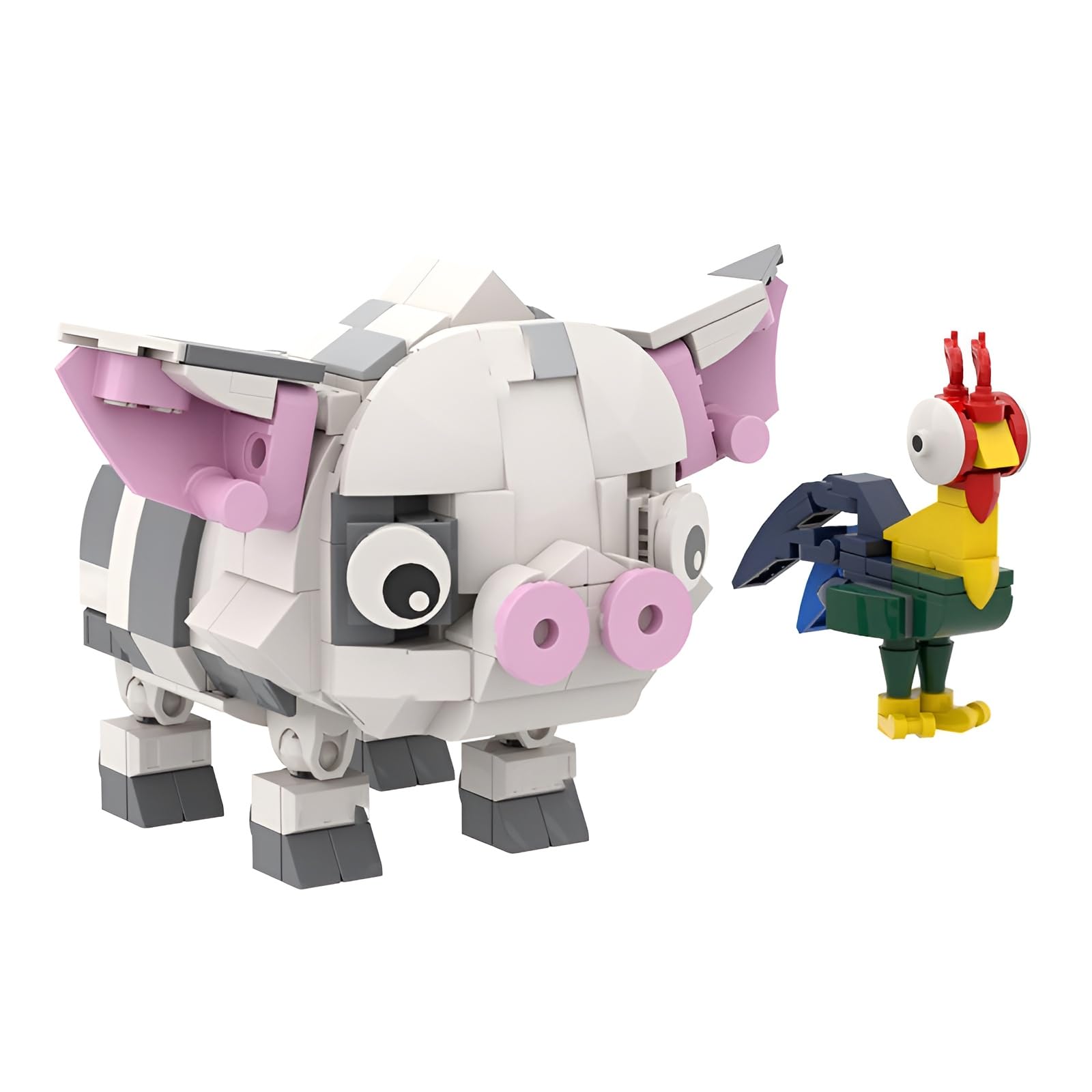 QuirkQuest Piglet & Chicken Building Block Set, 368PCS Farm Animal Model Toys, MOC Collectible Animal Model Kit for Adults, Unique Desktop Decor & Gifts Ideas