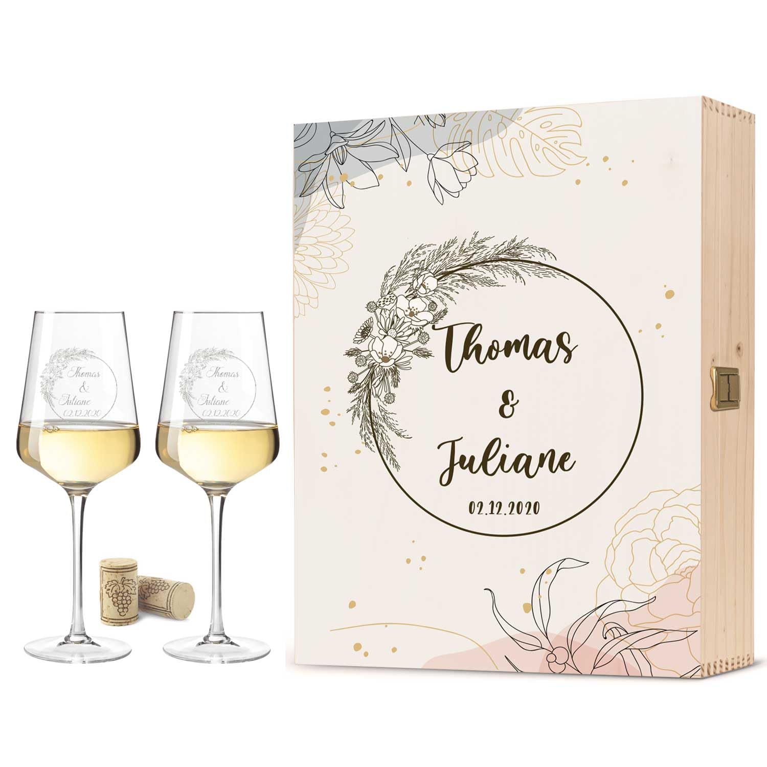 Polar-effekt Leonardo Puccini - Copas De Vino Regalos Personalizados (560 Ml, Con Grabado Del Nombre), Diseño De Adorno De Vino