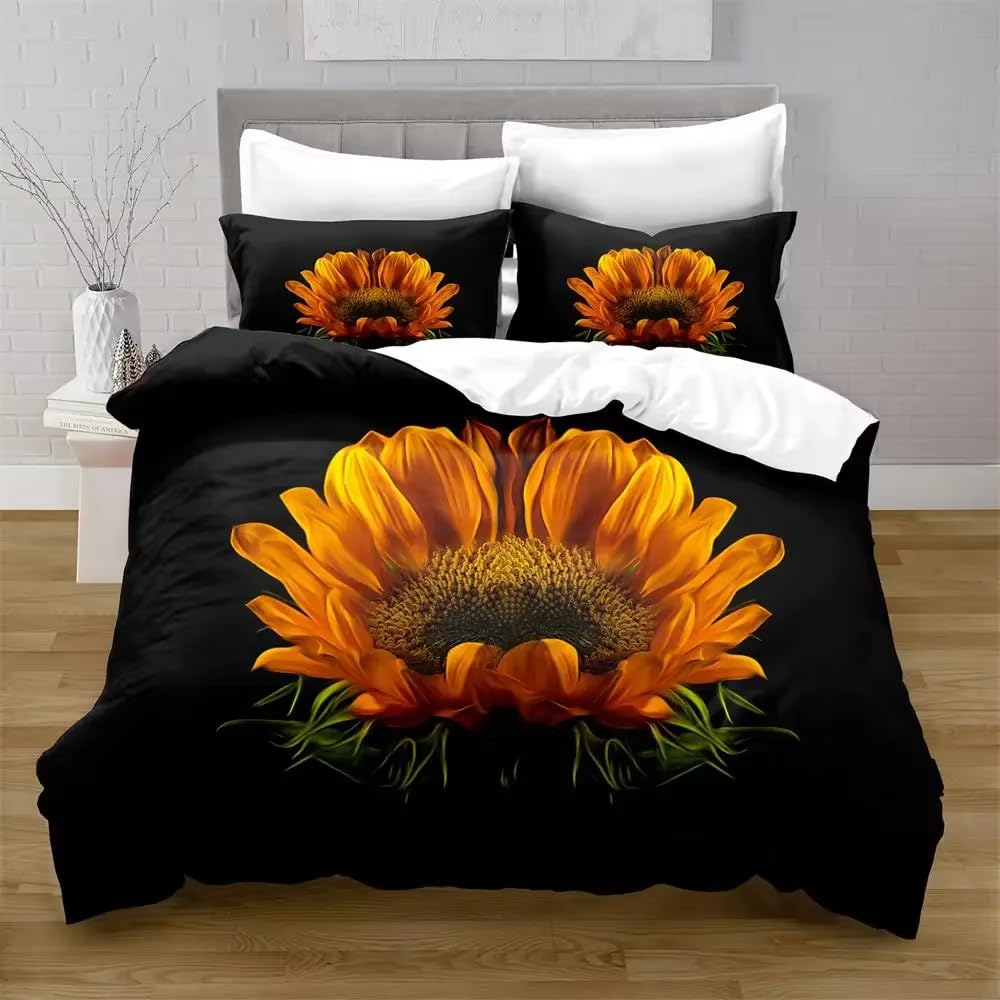 Parure de lit tournesol luxuriant housse de couette fleurs jaunes 155x220