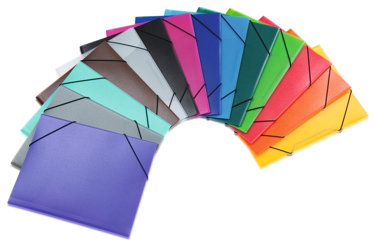 HERMA Set di 48 cartelline portadocumenti in plastica con elastico e alette interne per bambini, ragazzi e ragazze