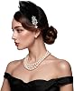 Fumwase 1920s Black Feather Headpiece Flapper Headband Roaring 20s Flapper Fascinator 1920s Hair Accessories for Women US, Alpha, One Size, Black