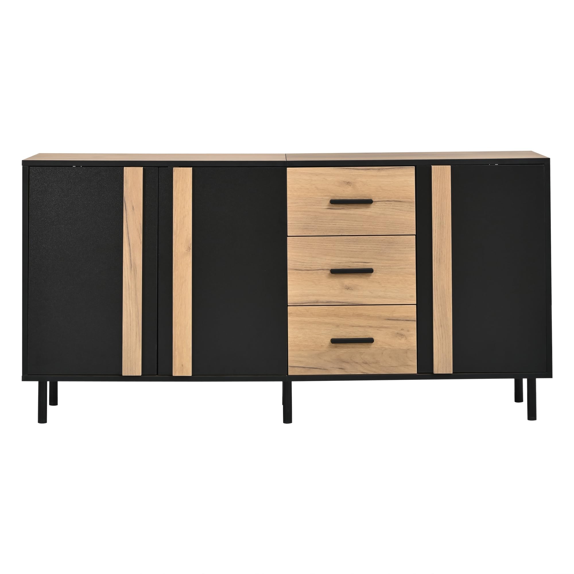Credenza 140 x 35 x 70 cm in MDF, comò con 3 ante e 3 cassetti